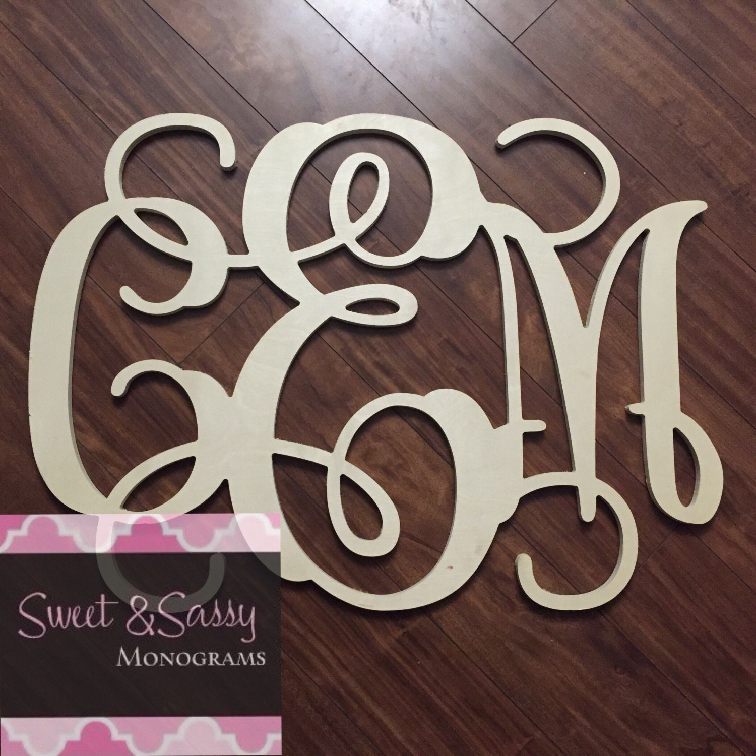 Wooden Monogram. Unpainted Wood Monogram Wall Hanging.