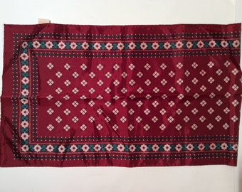 Vintage 1970s Glentex Long Maroon Scarf, Floral, Made in Japan