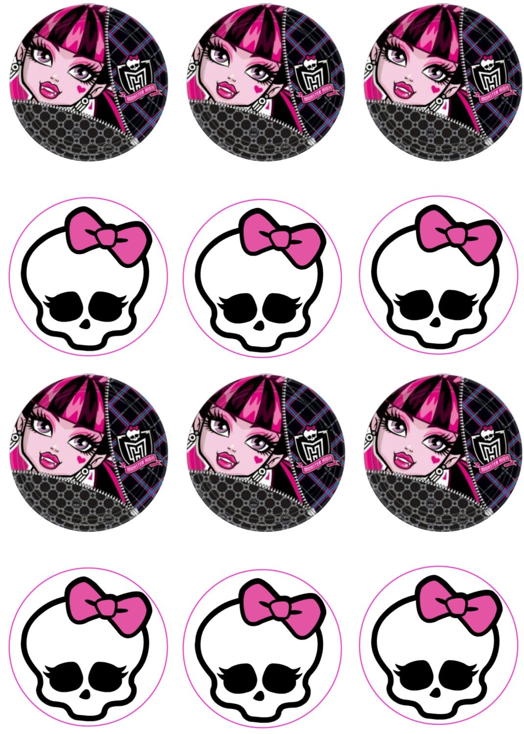 Monster High Edible Image Cupcake Toppers