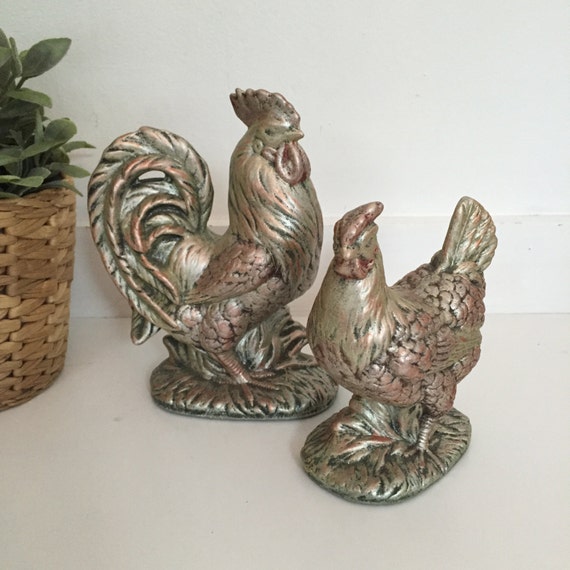 French Rooster Statue Kitchen Table Centerpiece Unique Hand