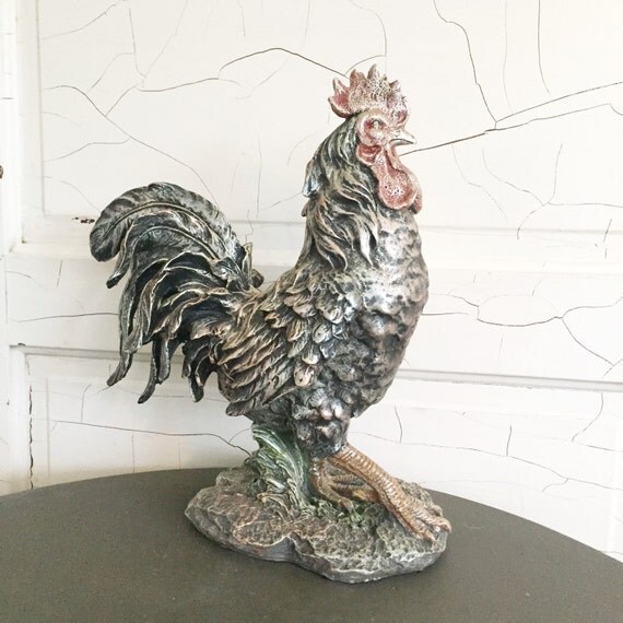 Rooster Statue Kitchen Table Centerpiece Chicken Farm House