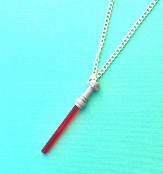 Handmade Red and Silver Lightsaber Necklace with by FemmeDeBloom