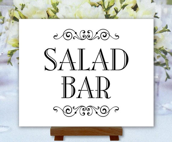 Salad Bar Sign Printable Wedding Party Shower by PrintablePixels