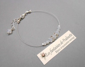 Bracelet témoin demoiselle d'honneur dégradé de perles en cristal, bijoux de mariées, accessoires - Bridal pearl and crystal bracelet