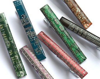 Tie bar - Geeky Tie clip - Computer tie bar - circuit board - Recycled Computer