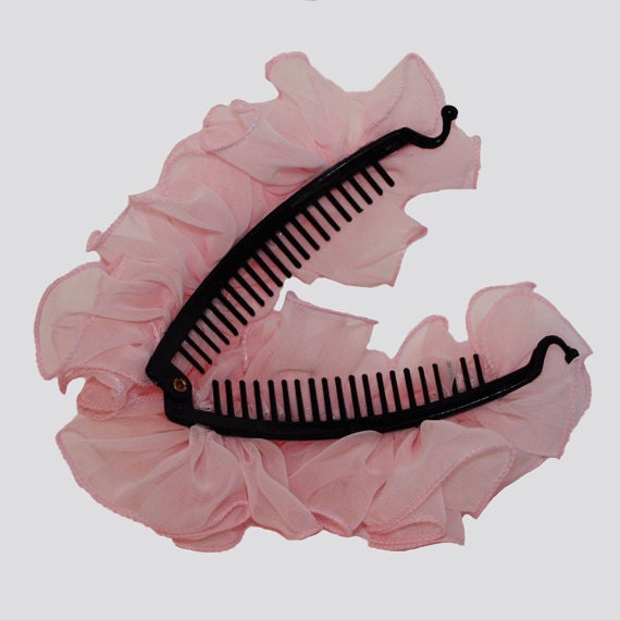 Banana Clip Comb with sheer material Light Pink Color with
