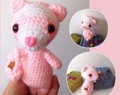 Valentine's Day Gift Idea Amigurumi Ferret Crochet Ferret Valentine Pink Heart Stuffed Animal Toy Ferret Kids Toy Kawaii Ferret Plush