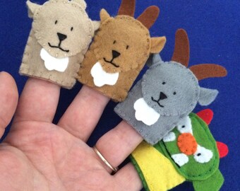 Set of 3 Billy Goats gruff finger puppets