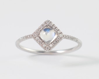 halo moonstone ringrainbow moonstone engagement ring in 14k white gold one of - Moonstone Wedding Rings halo moonstone ringrainbow moonstone engagement ring in 14k white gold one of - Moonstone Wedding Rings