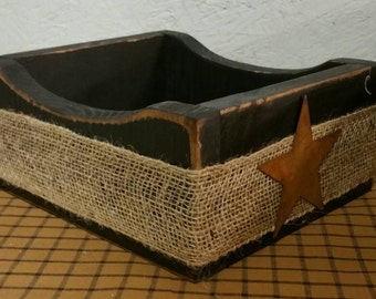 Primitive Wood Napkin Holder...U choose color! Black or White!