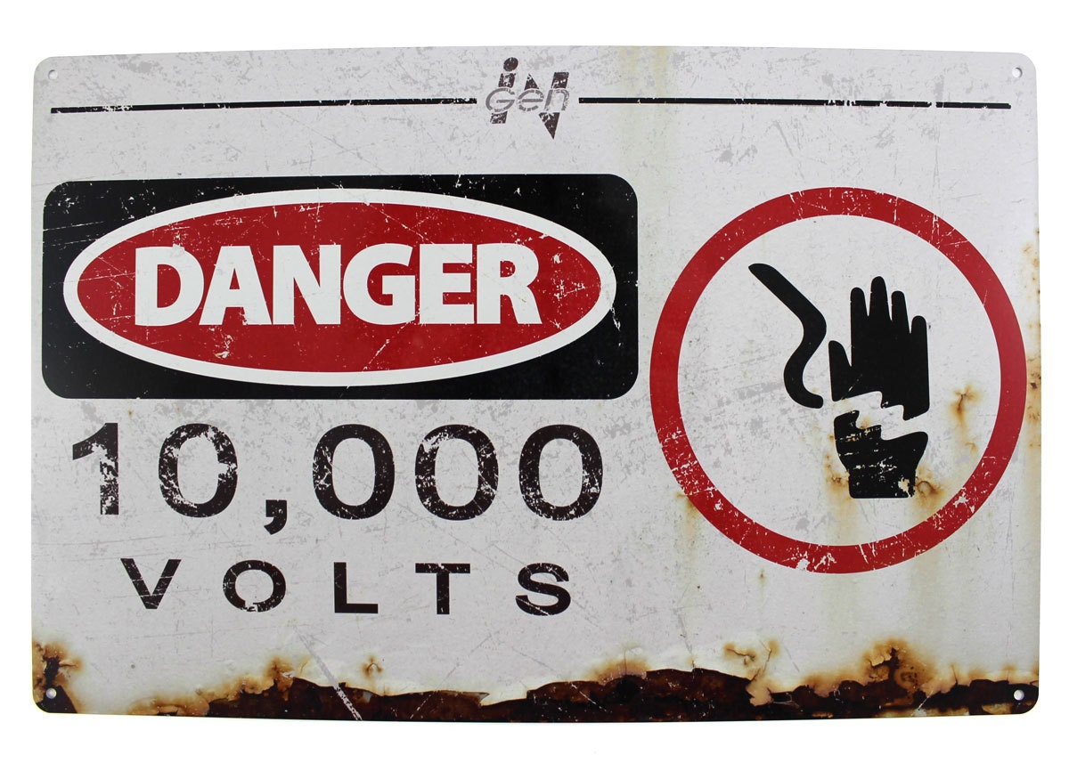 Jurassic Park 10000 Volts Metal Sign By Theslothbrain On Etsy 2460