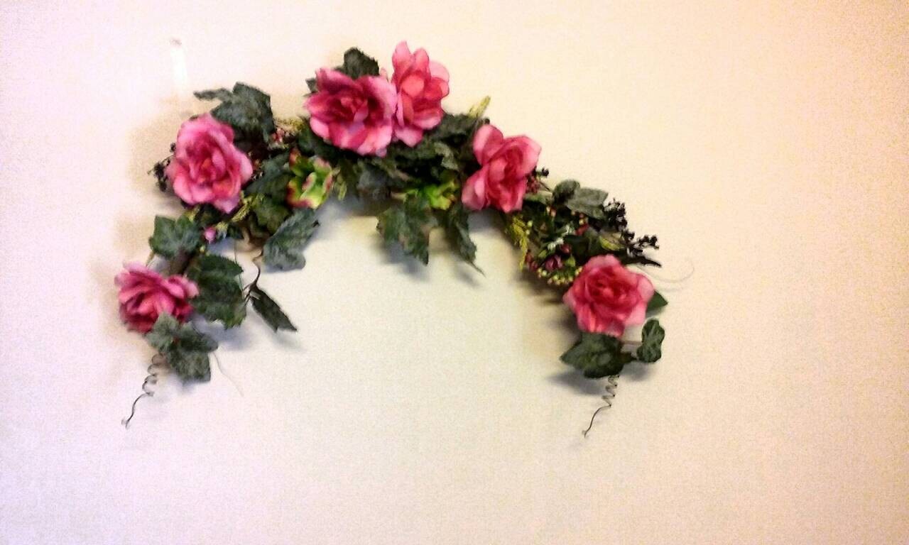 Handmade Spring Rose Floral Swag Swag with Pink Roses Wild