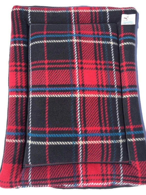 Red Tartan Pet Bed Crate Liner Red Dog Mat Cat Bed by ComfyPetPads