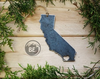 Love San Diego California Steel Ornaments Love Rustic CA Metal State Heart Decor Holiday Gift Wedding Favor By BE Creation
