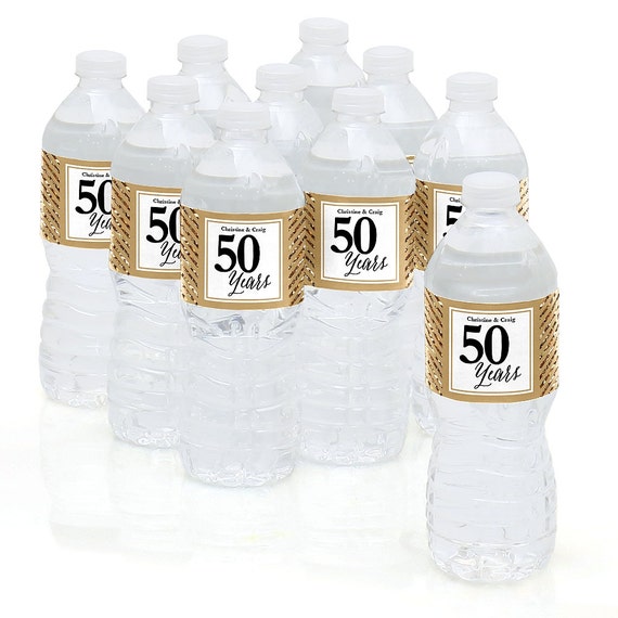 50th Wedding Anniversary Water Bottle Sticker Labels