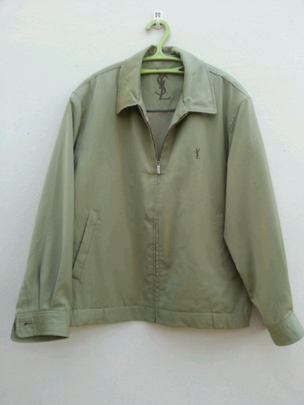 Vintage khaki Yves Saint Laurent Pour Homme Mens Zip Up Jacket 