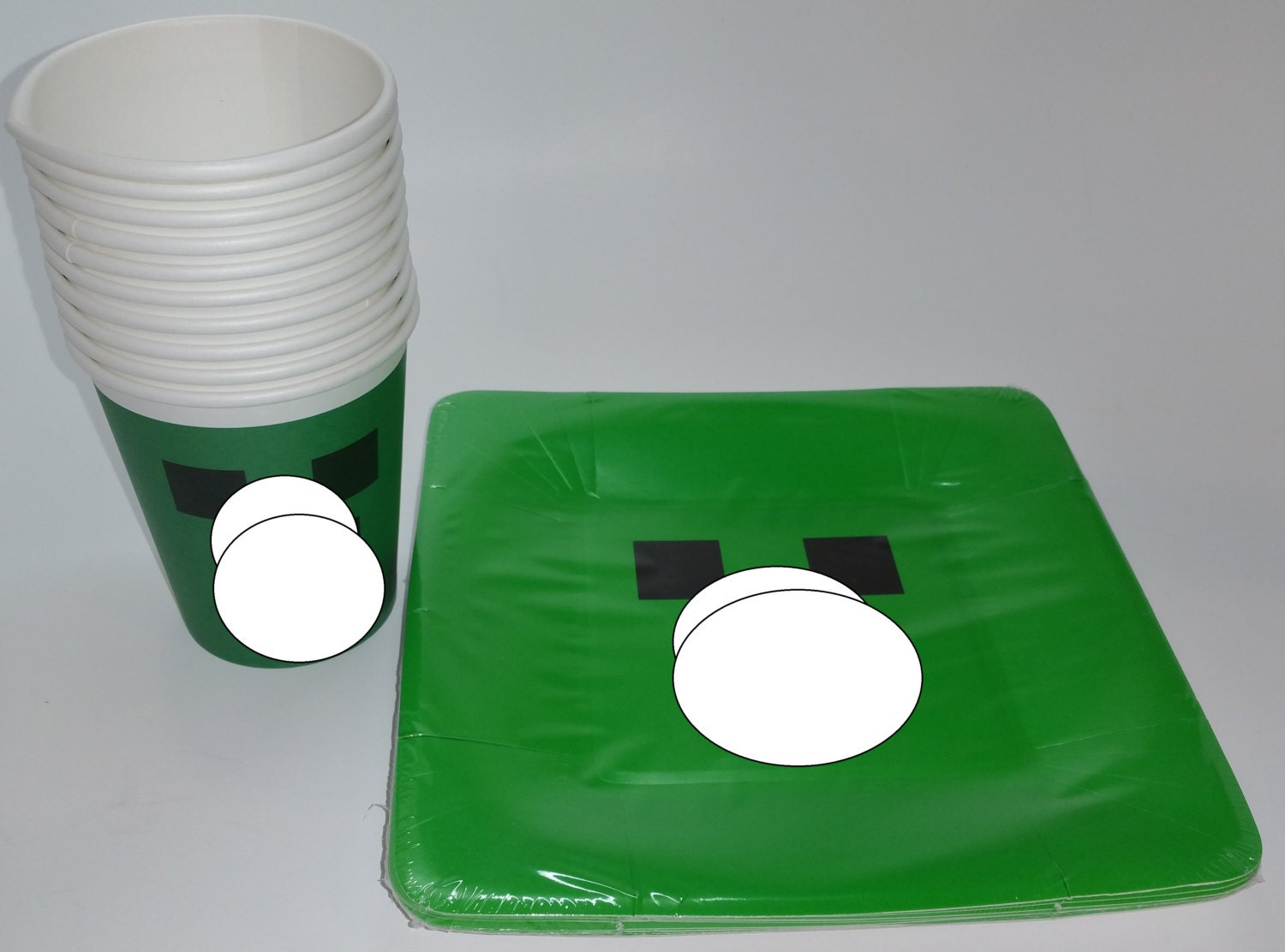 Minecraft inspired birthday party plates and cups Creeper! Etsy On Sale