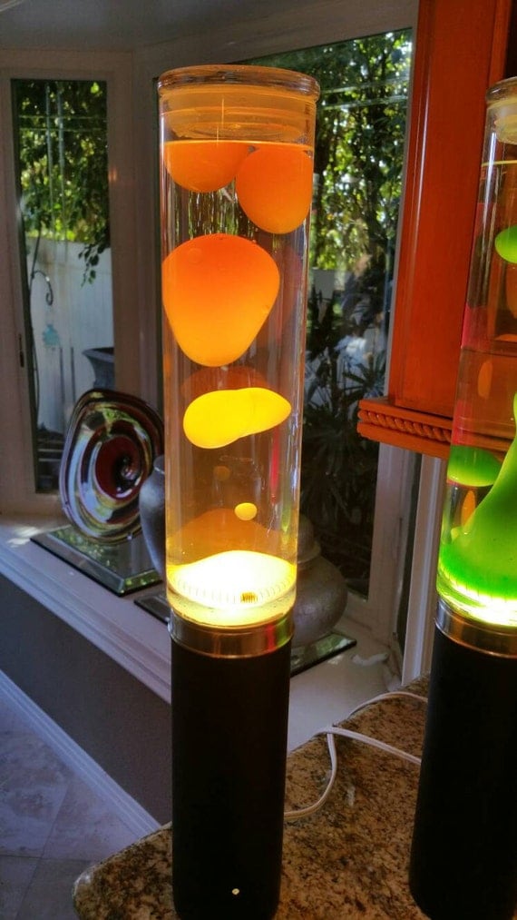 Lava Lamp Table Tower Neon Orange Yellow by LavaLampShop on Etsy