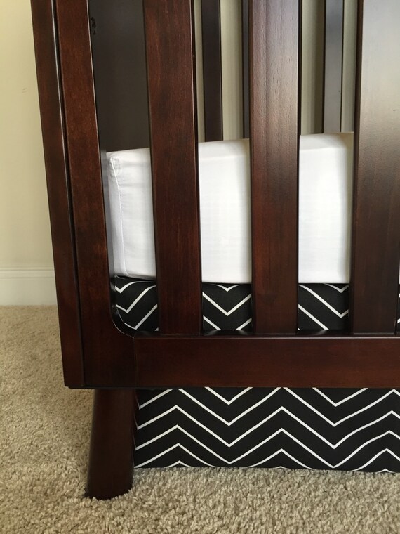 Items similar to Chevron Crib Skirts, blue chevron baby bedding, black