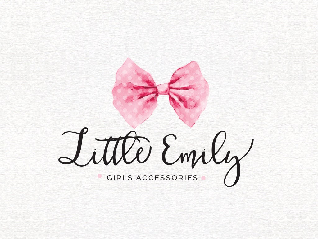 Watercolor Bow Logo Hair Accessories Logo by GoldenStreetsDesign