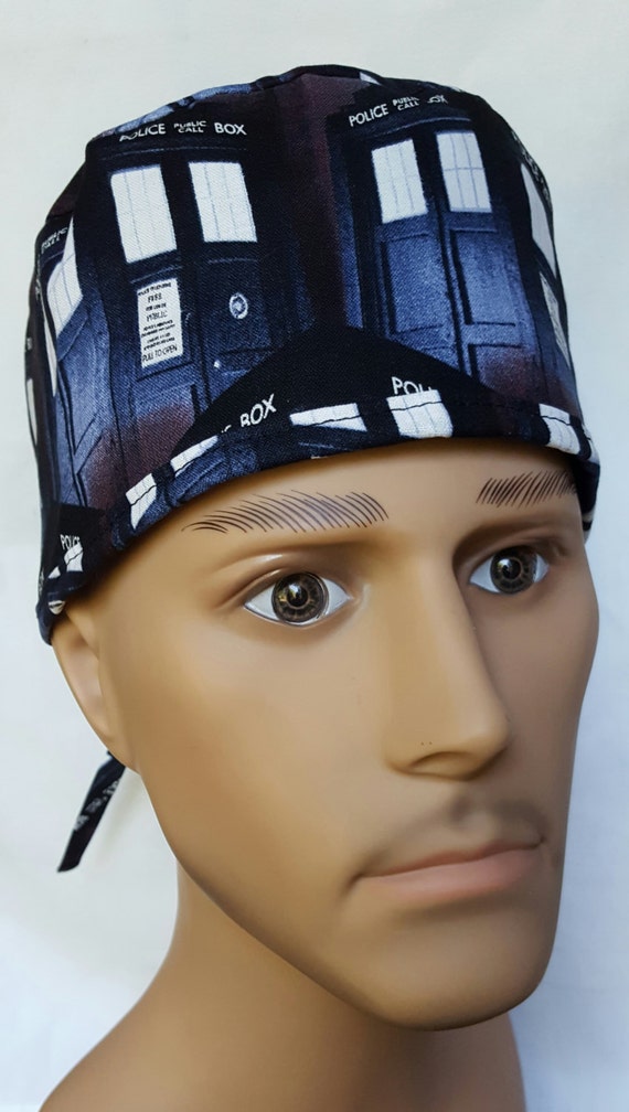 Download TARDIS police box WHO Doctor surgical scrub hat theatre cap