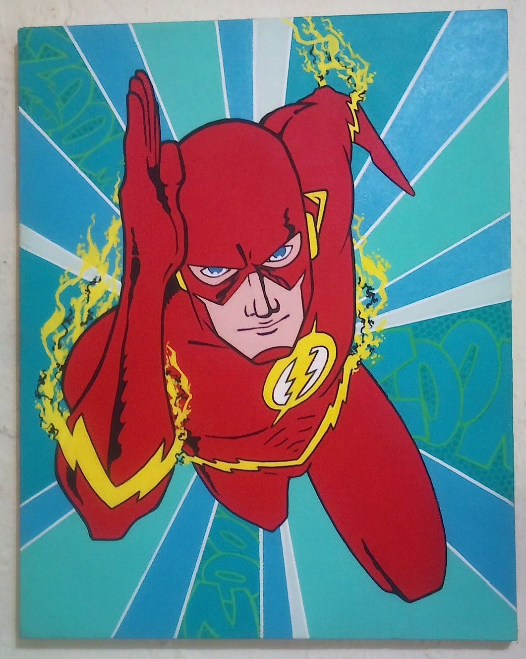 The Flash 16x20 original fan art acrylic painting by KitschArts