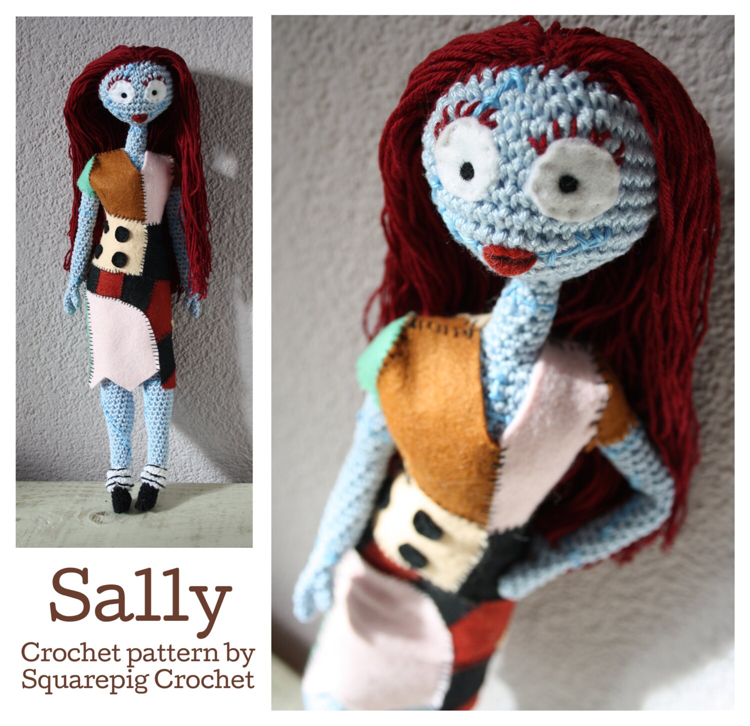 Sally crochet pattern 14'' inch ready for by SquarepigCrochet