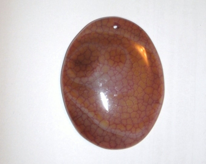 Dragons Vein Agate Pendant Bead - oranges/rust/pink tones, has a few orb type spots, unique look!, polished and drilled, DIY supply, OOAK
