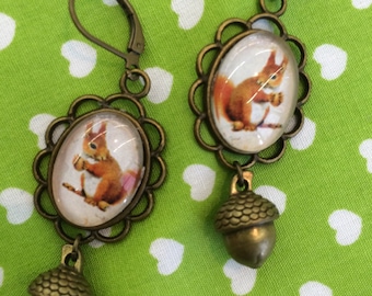 Earrings squirrels squirrel with Acorn - earrings