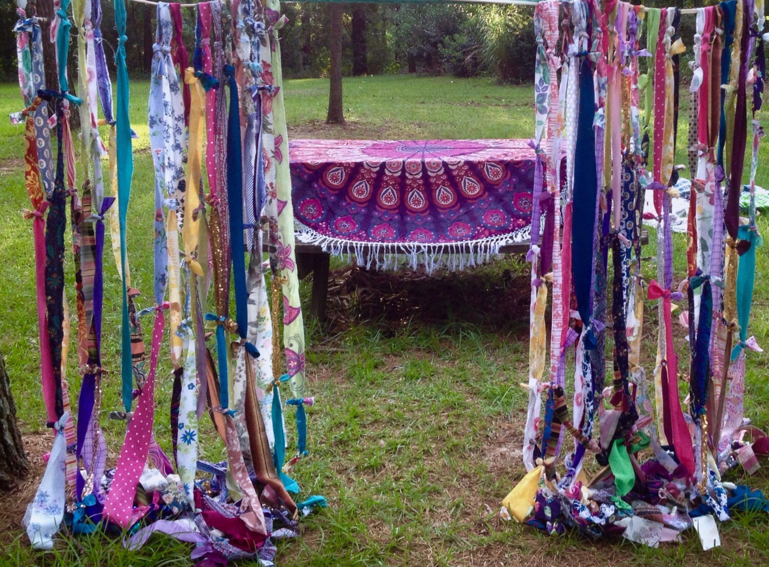 Rag Curtains Boho Garland Rustic Curtain Ribbon by ChangesByNeci