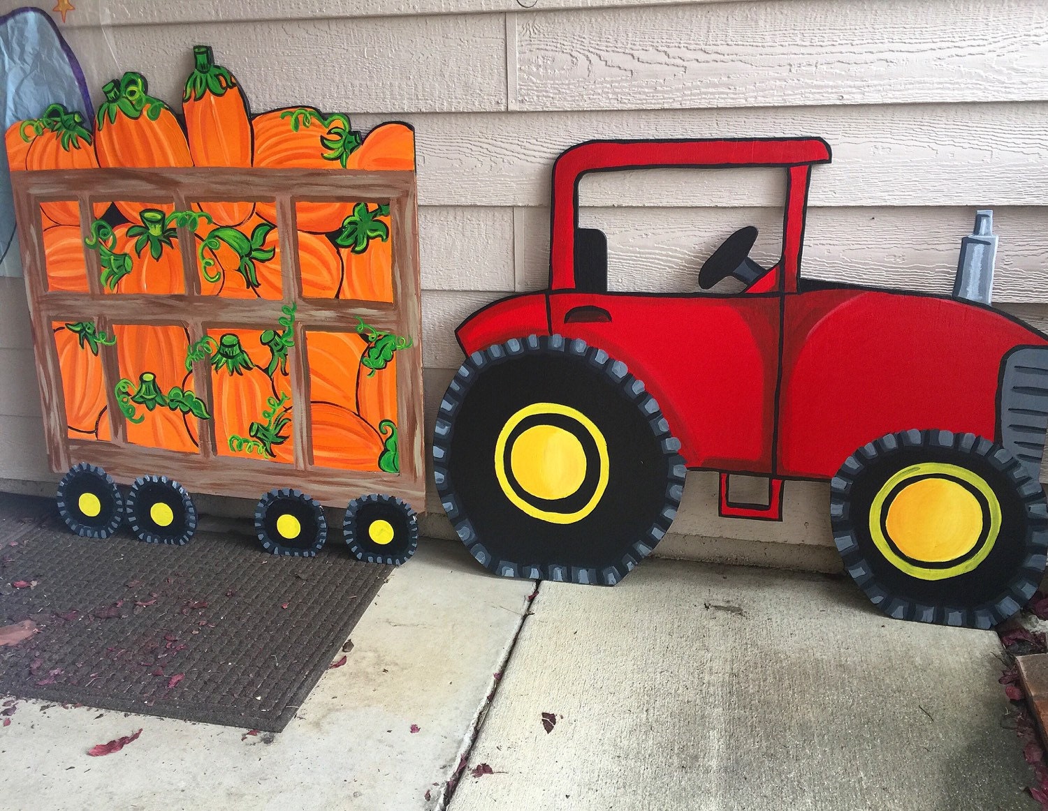 Red Tractor Tractor Yard DecorHarvest Fall Decor Plywood