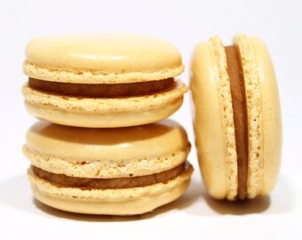 Salted Caramel French Macarons --Gift Box of 10 Cookies--Best French Macaron-- Bisou Bisou