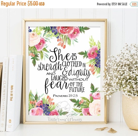 Nursery Bible verse print decor She is by LittleEmmasFlowers