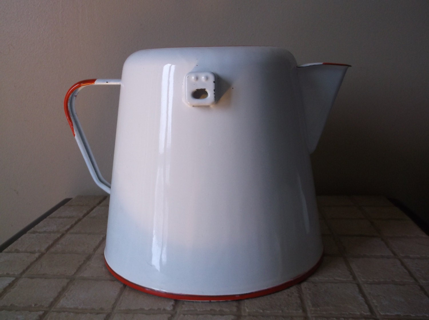 Enamelware coffee boiler red and white enamelware coffee pot