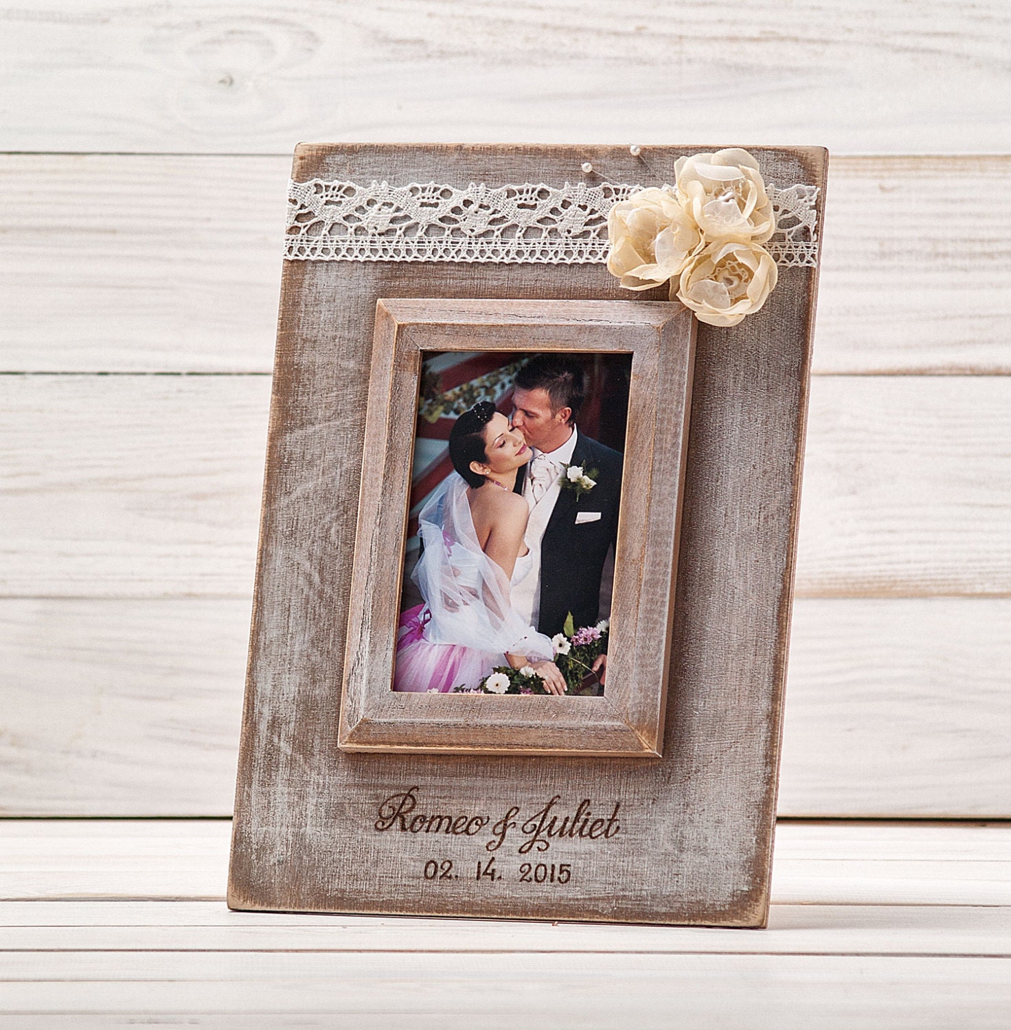 Personalized Rustic Picture Frame Wedding Or Newlywed Rustic