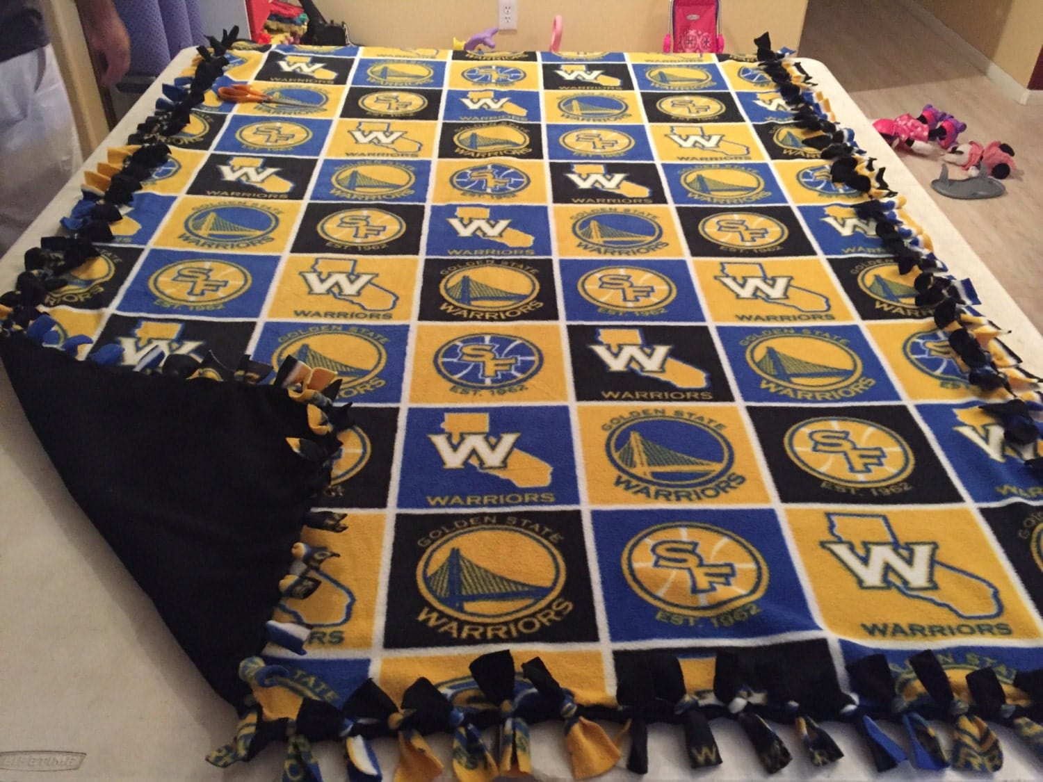 Golden State Warriors hand tied fleece blanket