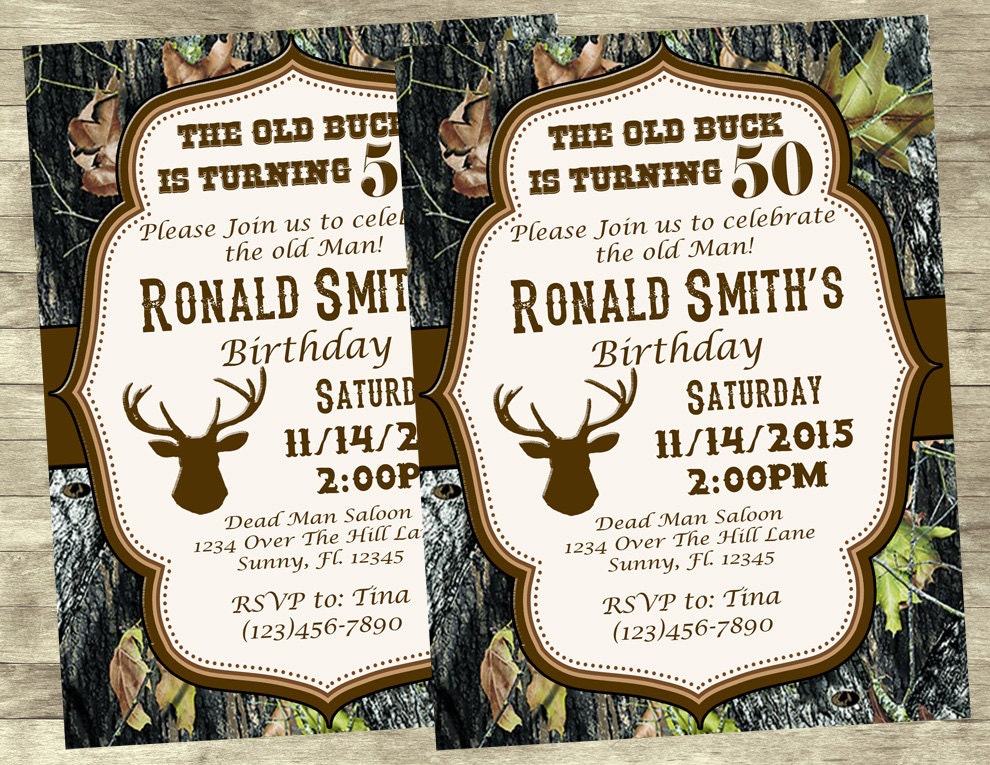 The Old Bucks Birthday Invitation Over the Hill Birthday Camo