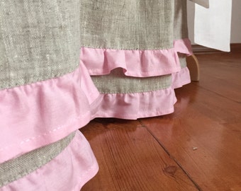 Natural linen crib skirt Crib bedding Nursery bedding by Madalii