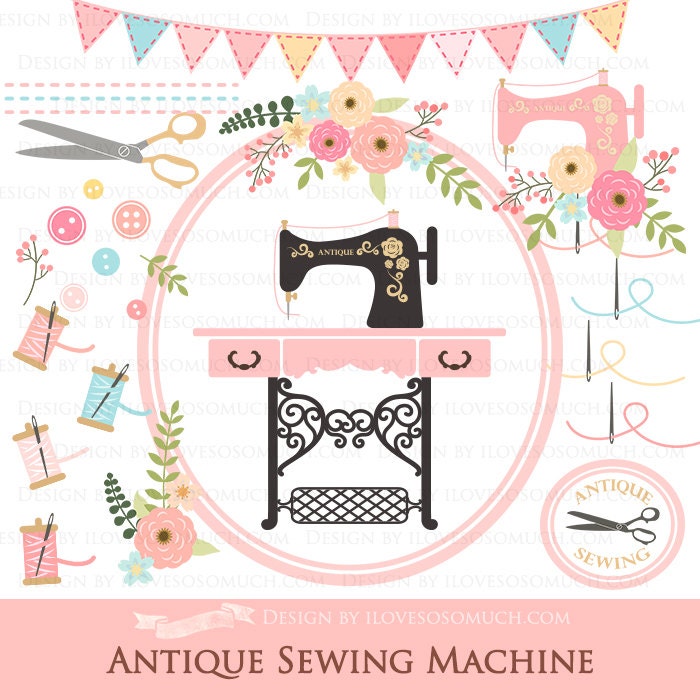 Antique Sewing Machine / Vintage Sewing Machine Clip Art