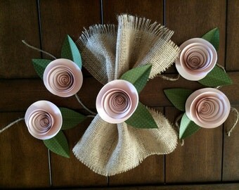 Paper Rose Napkin Holders, Set of 10, Soft Cream Peach