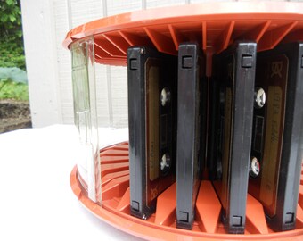 Vintage Luxor Round Cassette Carousel Holder, Luxor Cassette Rack, Retro Revolving Cassette Holder, Cassette Storage, Cassette Carrier