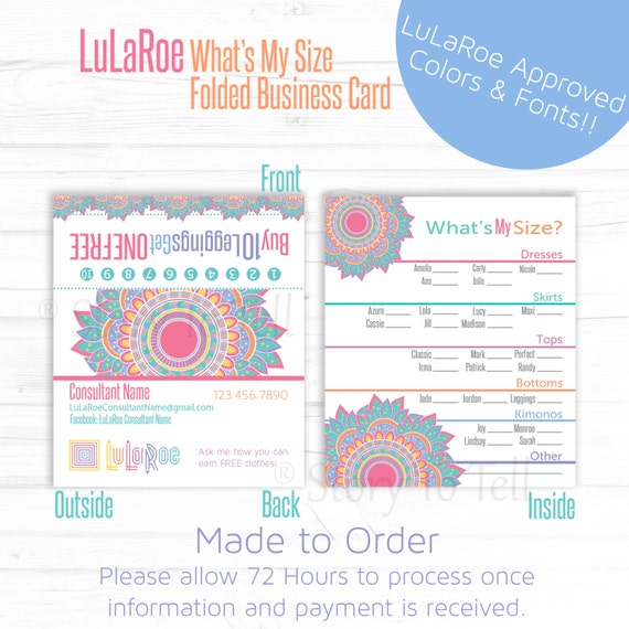 LuLaRoe Approved Font & Color What's My Size by DesignsOnTheGo