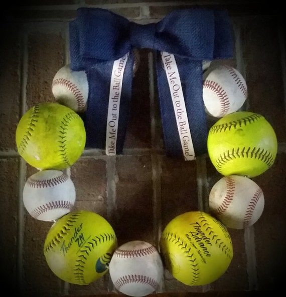 Items similar to Softball/Baseball Family?!?! This wreath is perfect