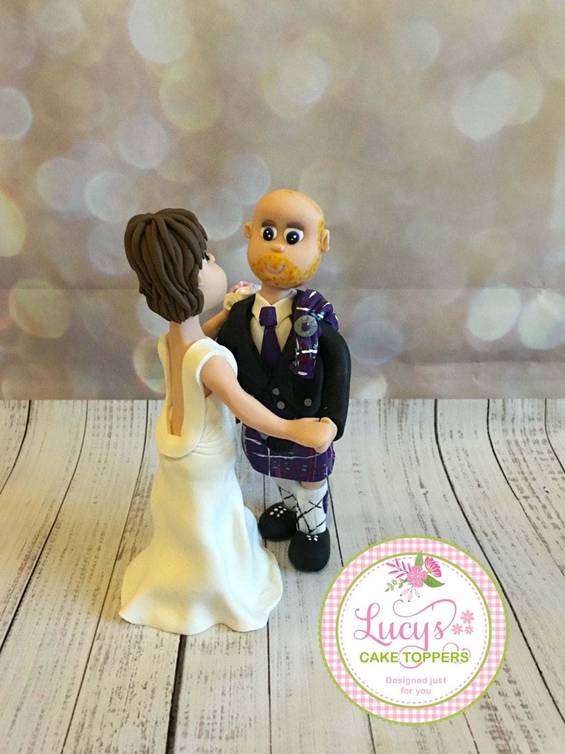 Scottish Bride and Groom kilt Dancing Wedding Cake Topper