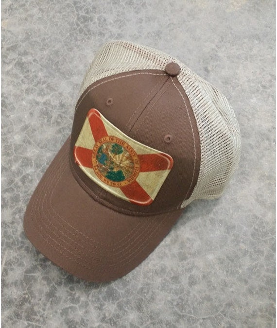 Items similar to Florida Flag Baseball Trucker Mesh Cap Hat on Etsy