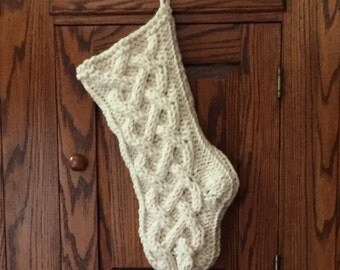 Chunky Knit Christmas Stocking - Celtic Knot