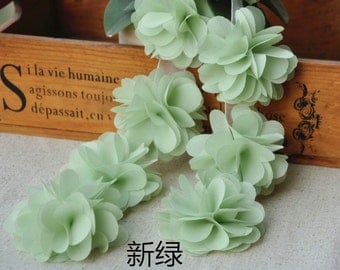 High Quality Green Flowers Lace Trim DIY Handmade Accessory 14pcs B0133