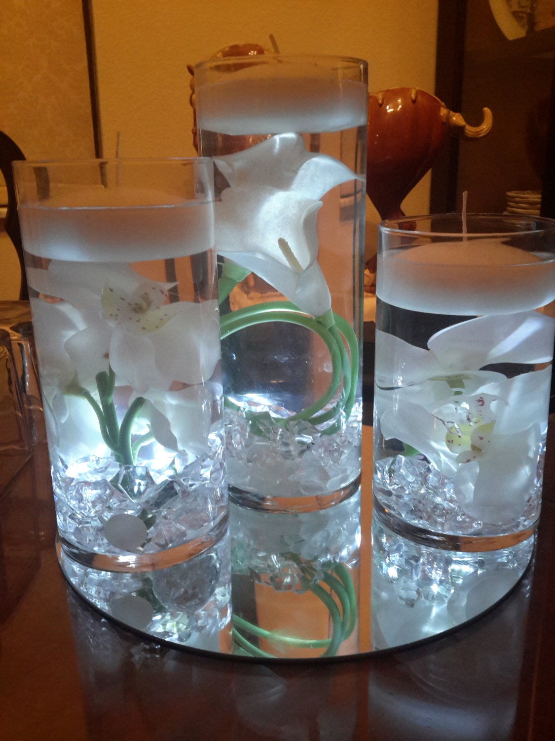 Cylinder Vase 3 Piece Vase Set White Calla Lilies And 6644