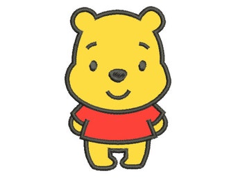 Winnie The Pooh Applique 4x4 5x7 - Embroidery Machine Design