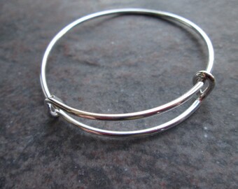 Child Size Adjustable Bangle Bracelet 2" diameter Children's bangle bracelet expandable bangle High Quality Shiny Silver finish